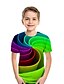 baratos Camisetas Para Meninos-Para Meninos 3D Bloco de cor Arco-Íris 3D impressão Camisa Manga Curta Impressão 3D Verão Ativo Esportes Roupa de rua Poliéster Infantil Bébé 2-13 anos Diário