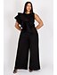 cheap Plus Size Collection-Women&#039;s Plus Size Ruffle Jumpsuit Sleeveless Solid Colored Spring Summer Boho Black XL XXL 3XL 4XL 5XL / Crew Neck
