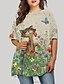 cheap Plus Size Dresses-Women&#039;s Plus Size Floral T Shirt Dress Tee Dress Print Round Neck Half Sleeve Basic Fall Spring Causal Daily Short Mini Dress Dress / Cat