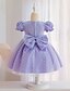 preiswerte Kleider für Mädchen-Kinder Wenig Mädchen Kleid Einfarbig Schleife Blau Purpur Rosa Knielang Kurzarm Aktiv Kleider Sommer Regular Fit 2-6 Jahre
