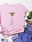 baratos T-shirts-Mulheres Feriado Blusa Gráfico Decote Redondo Básico Blusas 100% Algodão Azul marinho 粉色 Verde oliva / Para Noite