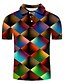 abordables Polos-Hombre Camiseta de golf Camiseta de tenis de impresión en 3D Geometría Impresión 3D Cuello Calle Casual Manga Corta Abotonar Tops Casual Moda Fresco Arco Iris / Deportes
