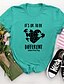 cheap T-Shirts-Women&#039;s Home Daily T shirt Tee Short Sleeve Graphic Heart Letter Round Neck Print Basic Tops Slim Green Blue Pink S
