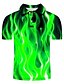 baratos Camisetas Masculinas-Homens Camiseta Polo Camisa de tênis Camisa de golfe Estampas Abstratas Labareda Colarinho Amarelo Rosa Azul Verde Impressão 3D Rua Casual Manga Curta Botão para baixo Roupa Moda Legal Casual
