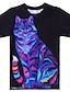 preiswerte T-Shirts &amp; Blusen für Mädchen-Mädchen 3D Katze T-Shirt Kurzarm 3D-Druck Sommer Aktiv Modisch Kuschelig Polyester kinderkleidung 3-13 Jahre Outdoor Täglich