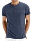 abordables Men&#039;s-Hombre Henley Shirt Escote Redondo Color sólido Verde Trébol Blanco Negro Azul Piscina Gris Manga Corta Exterior Diario Tops Mezcla de Algodón Moda Sencillo Cómodo / Lavado a Máquina / Microelástico