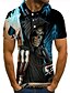 baratos Camisetas Masculinas-Homens Camisa de golfe Camisa de tênis Estampas Abstratas Caveiras Impressão 3D Colarinho Rua Casual Manga Curta Botão para baixo Blusas Casual Moda Legal Azul / Esportes