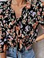 baratos Tops &amp; Blouses-Mulheres Blusa Floral Decote V Frufru Imprimir Roupa de rua Blusas Branco Preto