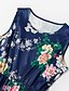 cheap New Arrivals-Mommy and Me Cotton Dress Floral Print Blue Midi Sleeveless Basic Matching Outfits / Summer