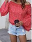 cheap Tops &amp; Blouses-Women&#039;s Work Blouse Peasant Blouse Polka Dot Long Sleeve Patchwork Off Shoulder Streetwear Tops Red