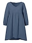 cheap Women&#039;s Clothing-LITB Basic Women&#039;s Signature Cotton Shirt Dress Long Puff Sleeve Blouse Daily Summer Wear Solid Color