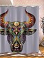 baratos Cortinas de Banho-color bull head impressão digital cortina de chuveiro cortinas de chuveiro ganchos poliéster moderno novo design