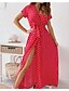 cheap Maxi Dresses-Women&#039;s Maxi long Dress Swing Dress Navy White Blue Red Short Sleeve Print Spring Summer Casual Daily 2022 S M L XL 2XL