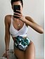 abordables Una pieza-Mujer Bañadores Una pieza Monokini triquini Normal Traje de baño Relleno Hoja Cuchara Activo Vacaciones Trajes de baño