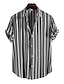 cheap Men&#039;s-Men&#039;s Shirt Striped Color Block Other Prints Classic Collar Plus Size Going out Outdoor Short Sleeve Print Tops Tropical Beach Black / White
