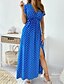 preiswerte Maxi-Kleider-Damen Maxikleid Chiffon-Kleid Blau Weiß Rote Marineblau Kurzarm Punkt V-Ausschnitt Sommer Festtage Sexy Boho 2021 Schlank S M L XL XXL