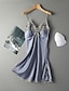 cheap Sleep &amp; Lounge-Women&#039;s 1 pc Pajamas Nightgown Satin Casual Comfort Patchwork POLY Home Party Daily Deep V Gift Lace Spring Summer Green Gray