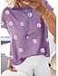 cheap T-Shirts-Women&#039;s Blouse Tunic Green Blue Purple Print Floral Daisy Daily Going out Short Sleeve Round Neck Basic Long S / Summer