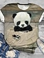 cheap Plus Size Tops-Women&#039;s Plus Size Tops T shirt Graphic Panda Short Sleeve Print Basic Crewneck Cotton Spandex Jersey Daily Holiday Brown