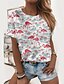 economico T-shirts-Per donna maglietta Fenicottero A foglia Animali Rotonda Con stampe Essenziale Top Rosa Verde Bianco / Stampa 3D
