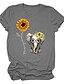preiswerte T-shirts-Womens Grafik T-Shirts Loose Fit Elefant Sonnenblume Sie sind mein Sonnenschein Colorblock lange kurzärmlige Rundhalsausschnitte