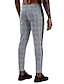 abordables Pants-Hombre Casual chino Estampado pantalones de traje Empresa Longitud total Pantalones Rígido Negocio Formal Enrejado Media cintura Delgado Negro S M L XL