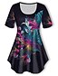 abordables Hauts grande taille-Femme Grande taille Hauts T shirt Tee Graphic Floral Manche Courte Imprimer basique Ras du cou Jersey de coton et spandex du quotidien Vacances Noir