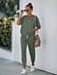 cheap Two Piece Sets-Women&#039;s Sweatshirt Tracksuit Pants Sets Khaki Solid Color Drawstring Short Sleeve Leisure Sports Casual Daily Basic Crew Neck Regular Fit Fall &amp; Winter