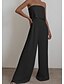 cheap Jumpsuits &amp; Rompers-Women&#039;s Jumpsuit Solid Colored Patchwork Ordinary Off Shoulder Straight Sleeveless Loose White Black Camel S M L Autumn / Fall