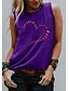 baratos Regatas-Mulheres Malha Íntima Colete Camiseta Gráfico Borboleta Coração Decote Redondo Imprimir Básico Blusas Azul Roxo Cinza Claro