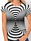 cheap T-Shirts-Women&#039;s 3D Printed T shirt Optical Illusion Geometric Print Round Neck Basic Tops White