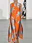 cheap Casual Dresses-Women&#039;s Swing Dress Maxi long Dress Blue Orange Red Sleeveless Floral Tie Dye Print Summer V Neck Casual 2021 S M L XL XXL 3XL