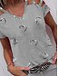 abordables T-shirts-Mujer Camiseta Corazón Amor Corazón Escote en Pico Básico Tops Blanco Gris