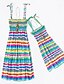 cheap New Arrivals-Mommy and Me Children&#039;s Day Dresses Daily Wear Rainbow Striped Print Multicolor Green Blue Knee-length Sleeveless Tank Dress Boho Matching Outfits / Summer