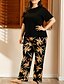 preiswerte Kleider in Übergröße da Donna-Damen Pyjamas Sets Grafik Polyester Freizeit T-Shirt Hose Heim Freizeitskleidung Kurzarm Keine Angaben