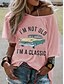 baratos T-shirts-dengzi Eu não sou velho, eu sou um clássico feminino casual com estampa de carta de verão camiseta de manga curta com gola redonda - rosa - médio