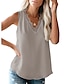 cheap Women&#039;s Clothing-LITB Basic Women&#039;s V-Neck Hem Tank Solid Color Top Basic Vest