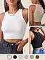 cheap Women&#039;s Clothing-LITB Basic Women&#039;s Sleeveless Round NeckCrop Top Solid Color Vest Knitwear Daily Outfit