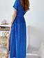 preiswerte Maxi-Kleider-Damen Maxikleid Chiffon-Kleid Blau Weiß Rote Marineblau Kurzarm Punkt V-Ausschnitt Sommer Festtage Sexy Boho 2021 Schlank S M L XL XXL