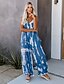 cheap Jumpsuits &amp; Rompers-Jumpsuits for Women Fall Tie Dye V Neck Pink Fall Winter Basic Casual Daily Wide Leg Loose Strap Sleeveless Blue Black Gray S M L