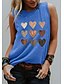 cheap Women&#039;s Tanks-Women&#039;s Graphic Patterned Heart Daily Weekend Sleeveless Tank Top Vest T shirt Tee Round Neck Print Basic Essential Streetwear Tops Black Blue Light gray S