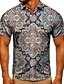 cheap Men&#039;s Shirts-Men&#039;s Street 3D Print Shirt Floral Graphic Prints Short Sleeve Button-Down Tops Casual Fashion Classic Breathable Blue
