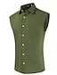 baratos Men&#039;s-Homens Camisa Social Côr Sólida Colarinho Clássico Casual Sem Manga Blusas Simples Branco Preto Verde Tropa