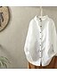 cheap Plus Size Tops-Women&#039;s Shirt Blouse Plain Black White Yellow Long Sleeve Date Basic Casual Shirt Collar Regular Fit Spring Fall