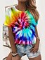 cheap Best Selling Women&#039;s Tops-Women&#039;s T shirt Tee Color Block Daily Weekend Print Yellow Short Sleeve Basic Round Neck
