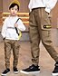 preiswerte Hosen für Jungen-Kinder Jungen Hose Khaki Schwarz Mit Taschen Einfarbig Logo Buchstabe Schulanfang Alltag Freizeitskleidung Baumwolle Grundlegend Alltag Sport 4-13 Jahre / Herbst / Frühling