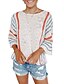 cheap Cardigans-Women&#039;s Pullover Sweater Jumper Stripes Knitted Casual 3/4 Length Sleeve Loose Sweater Cardigans Fall Spring Summer Crew Neck White