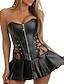 cheap Bodycon Dresses-Women&#039;s Zipper Overbust Corset / Corset Dresses - Solid Color Black S M L