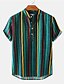 cheap Men&#039;s-Men&#039;s Shirt Striped Turndown Casual Daily Short Sleeve Button-Down Tops Linen Casual Fashion Breathable Comfortable Green Red / Beach