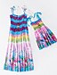 cheap New Arrivals-Mommy and Me Children&#039;s Day Dresses Daily Wear Rainbow Striped Print Multicolor Green Blue Knee-length Sleeveless Tank Dress Boho Matching Outfits / Summer